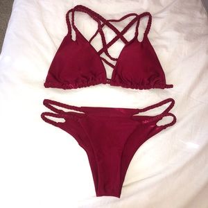 ‼️MOVING SALE‼️ Burgundy Braided Bikini